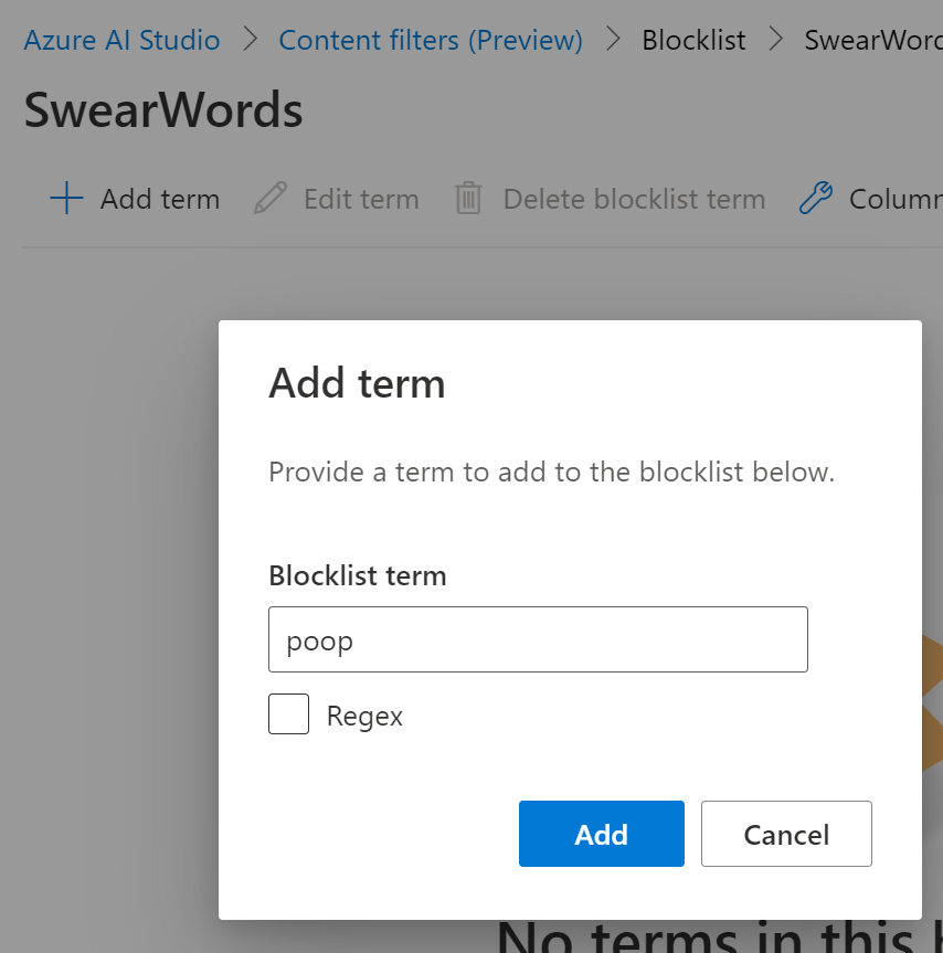 Adding a word to a block list!
