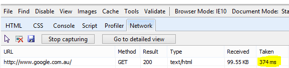 Network view in Internet Explorer