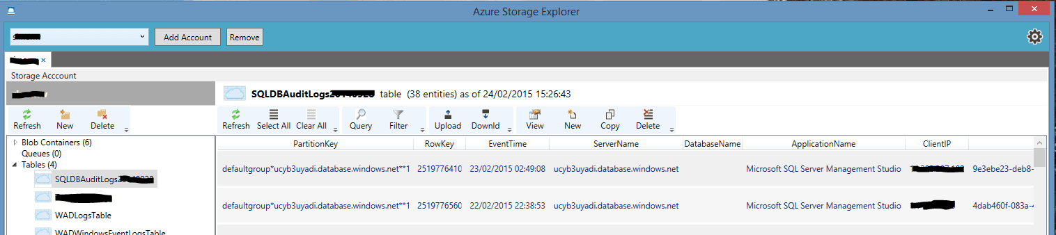 Audit Log - Azure Explorer