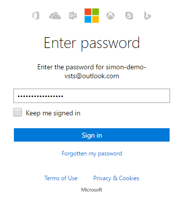 MSA login page