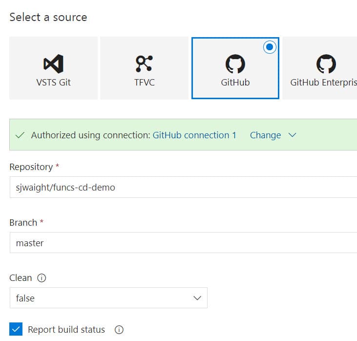 Setup Github as source