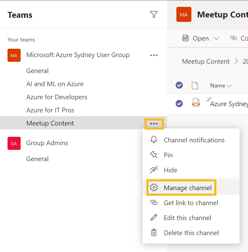 Channel setup - step 1 - access settings