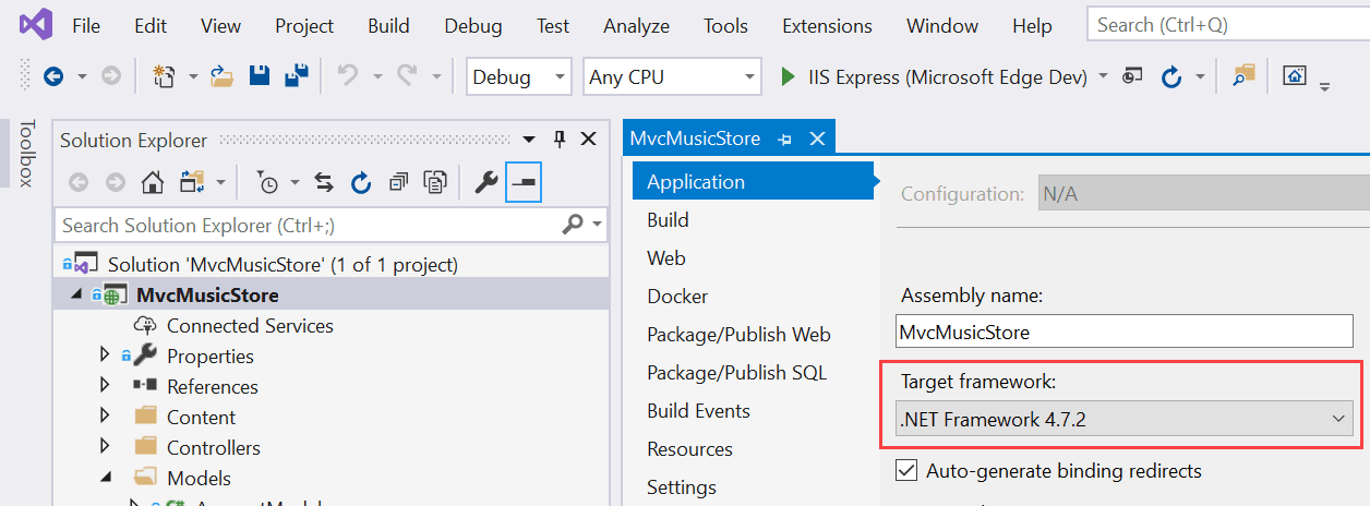 Change .NET Framework version