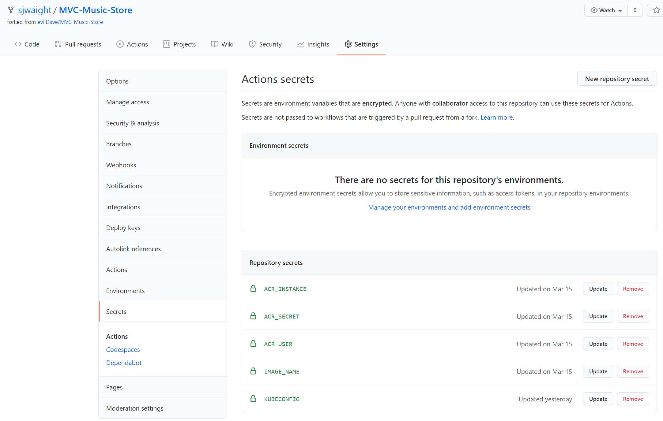 GitHub Repository Secrets