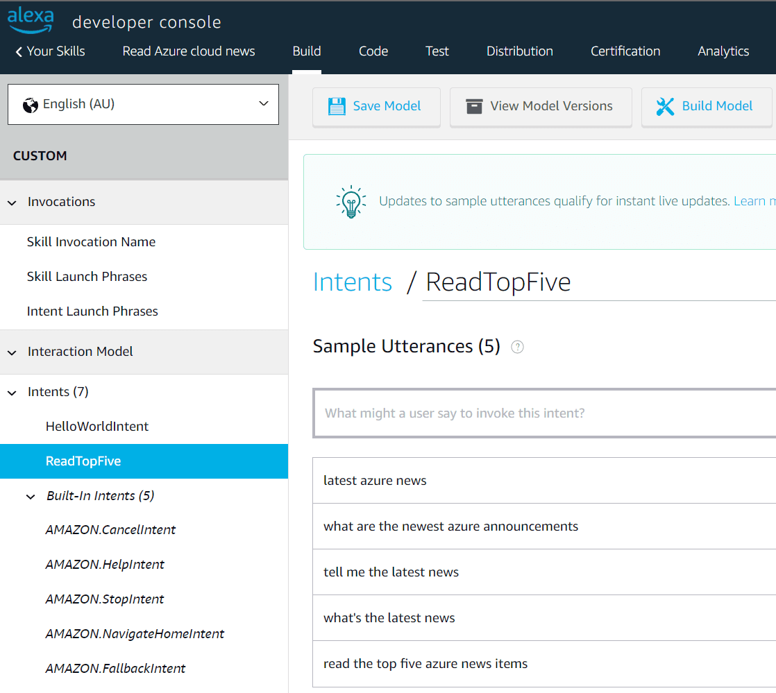 Alexa Intent Sample Utterances