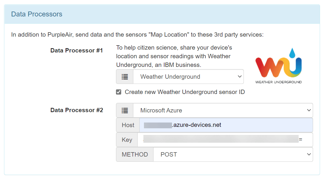 Configuring data processors for PA-II air sensor