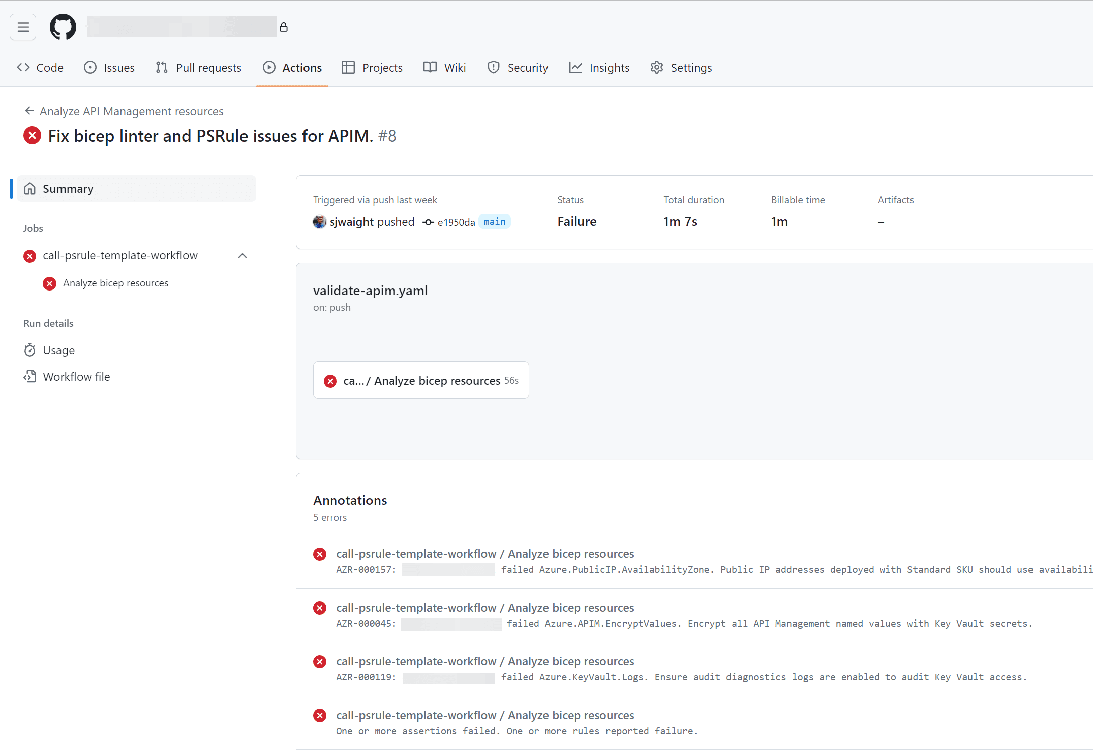 PSRUle output as Test Results in GitHub Actions.