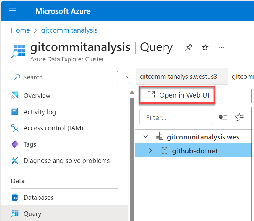 Open Azure Data Explorer in Web UI!