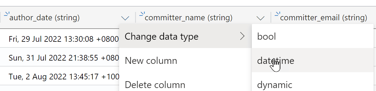 Set data type to datetime!