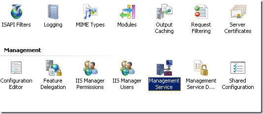 Management Service Highlighted in Blue.