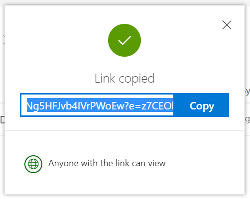 Anonymous file share - step 8 - Link Copied