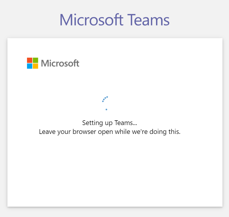 Microsoft Teams - Signup step 7 - Setting up Teams