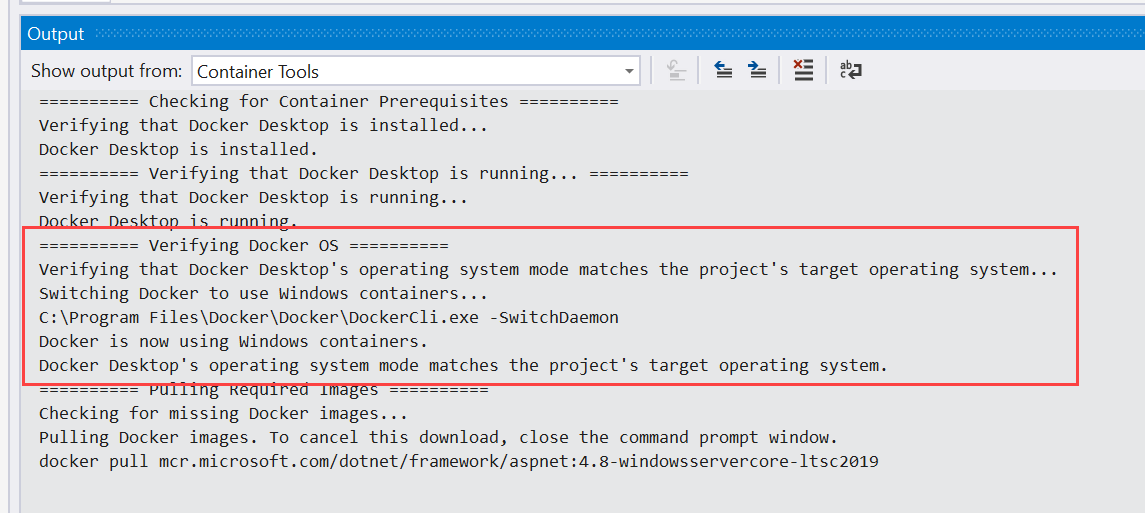 Switching Docker to Windows Containers