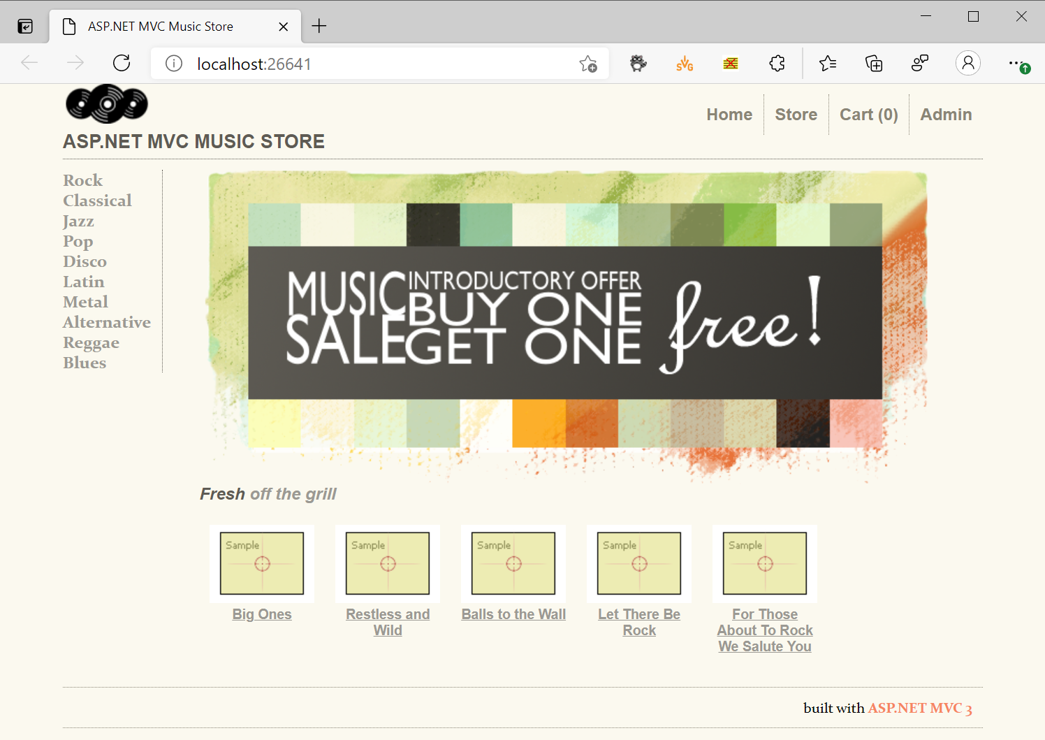 MVC Music Store Sample loaded