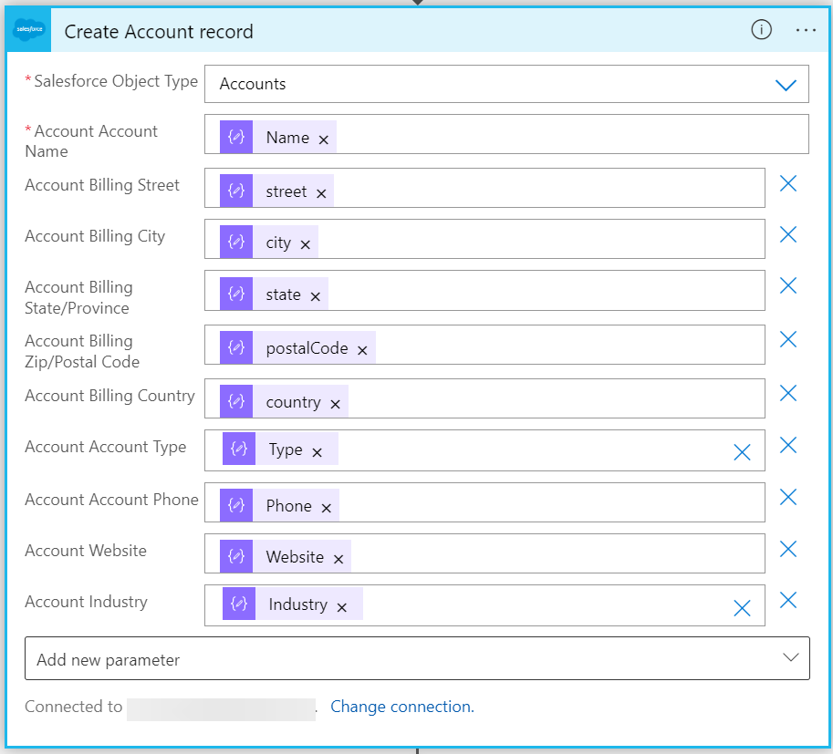 Azure Logic App HTTP action to create Account in Salesforce