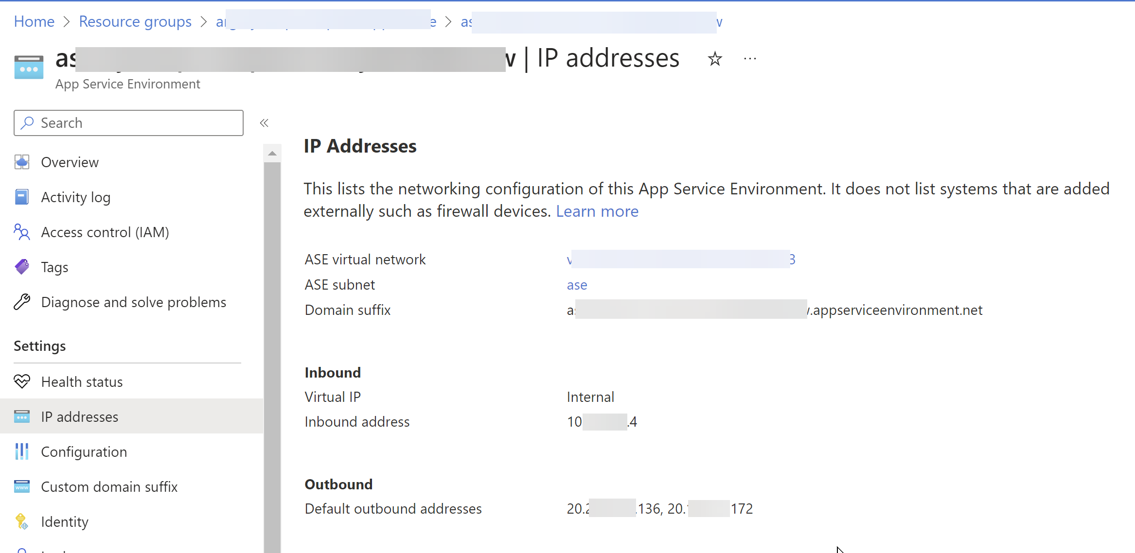 App Service Environment IP Configuration